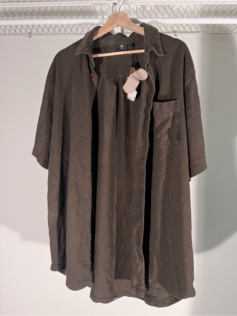Thrills Brown Short Sleeve Button-Up Shirt